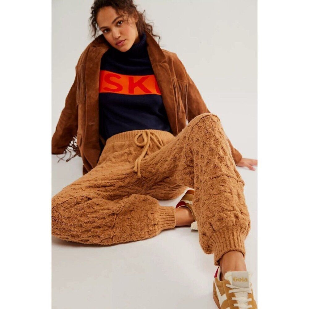 NWT FREE PEOPLE Sz XS RAMSEY JOGGERS KNIT SWEATER CABLE KNIT PANTS